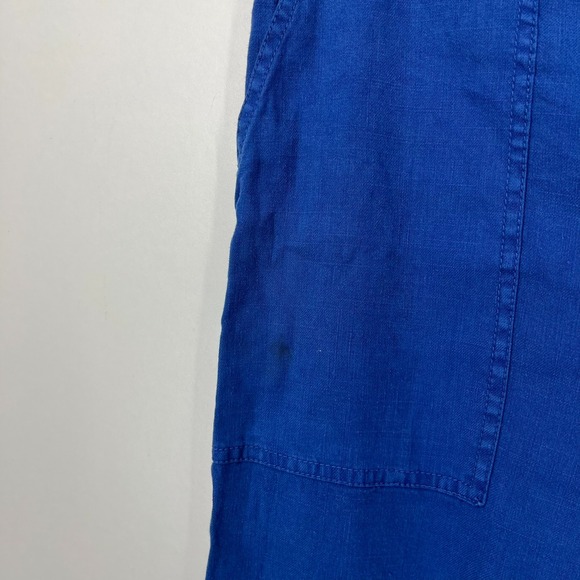 Sundance Pants Women's‎ Size 10 Blue Wide Leg High Rise Straight Linen Blend - Picture 4 of 13